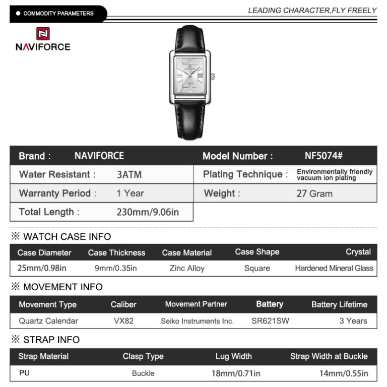 NaviForce Watch NF5074-Silver/Black 5
