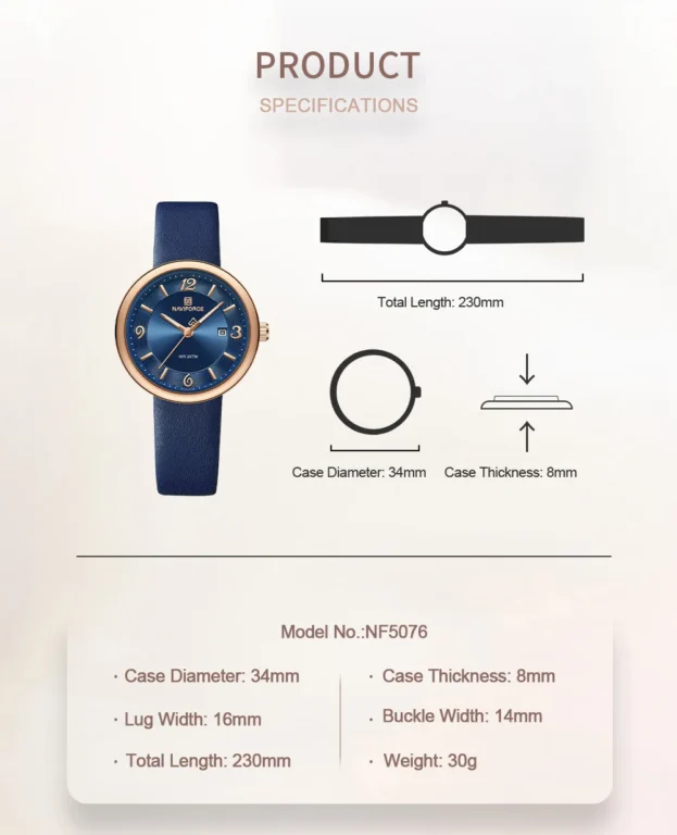 NaviForce Watch NF5076 – Black/RoseGold 8