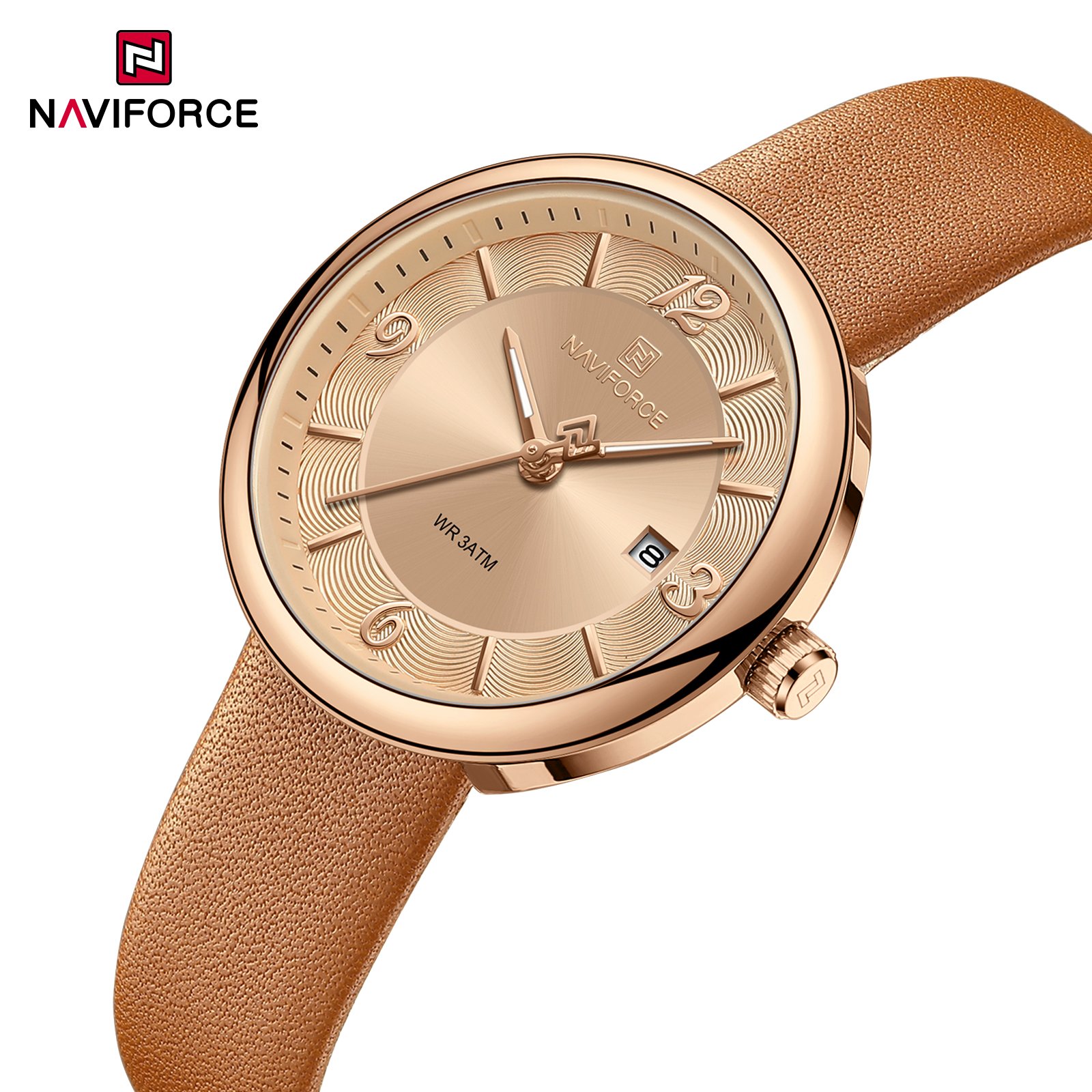 NWN_NF5076_RG/BN NaviForce NF5076 – RoseGold/Brown