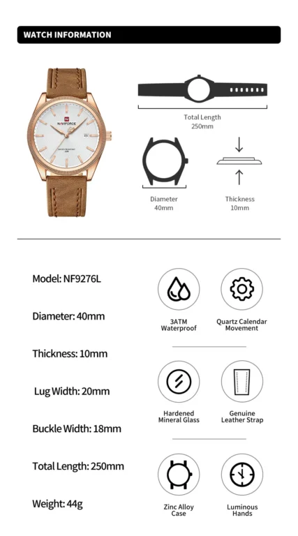 NaviForce Watch NF9276L – Silver/Black 9