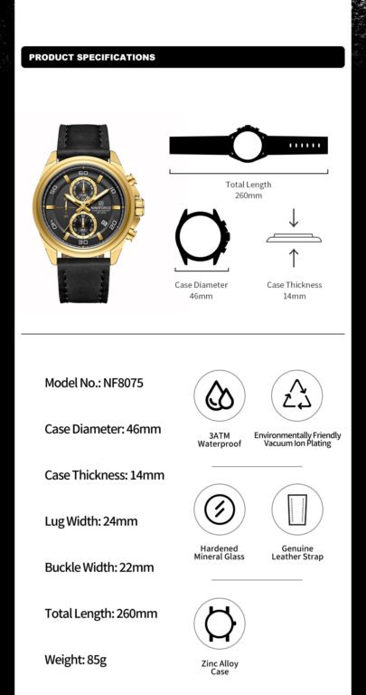 NaviForce Watch NF8075 – RoseGold/Black 8
