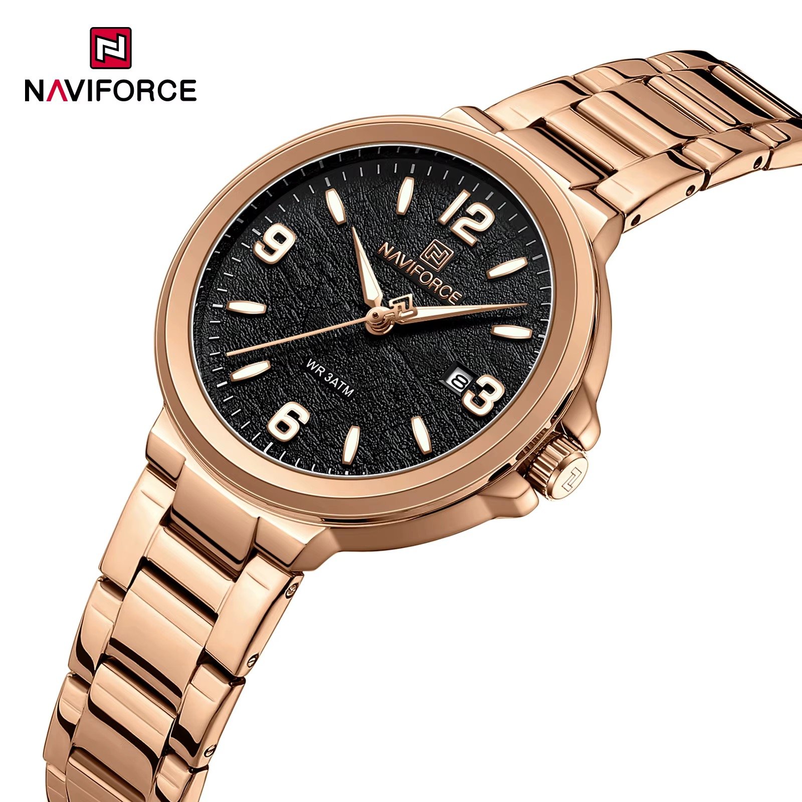 NWN_NF5077_RG/B NaviForce NF5077 – RoseGold/Black
