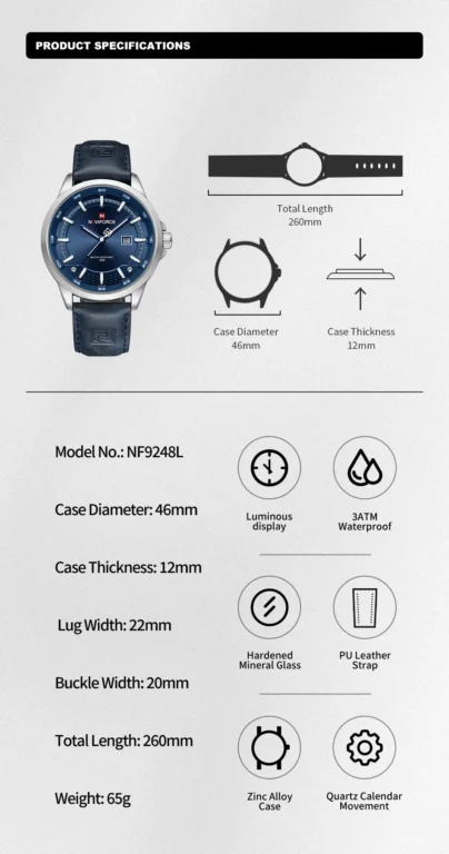 NaviForce Watch NF9248L – Blue 9