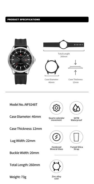 NaviForce Watch NF9248T- Blue/Black 9
