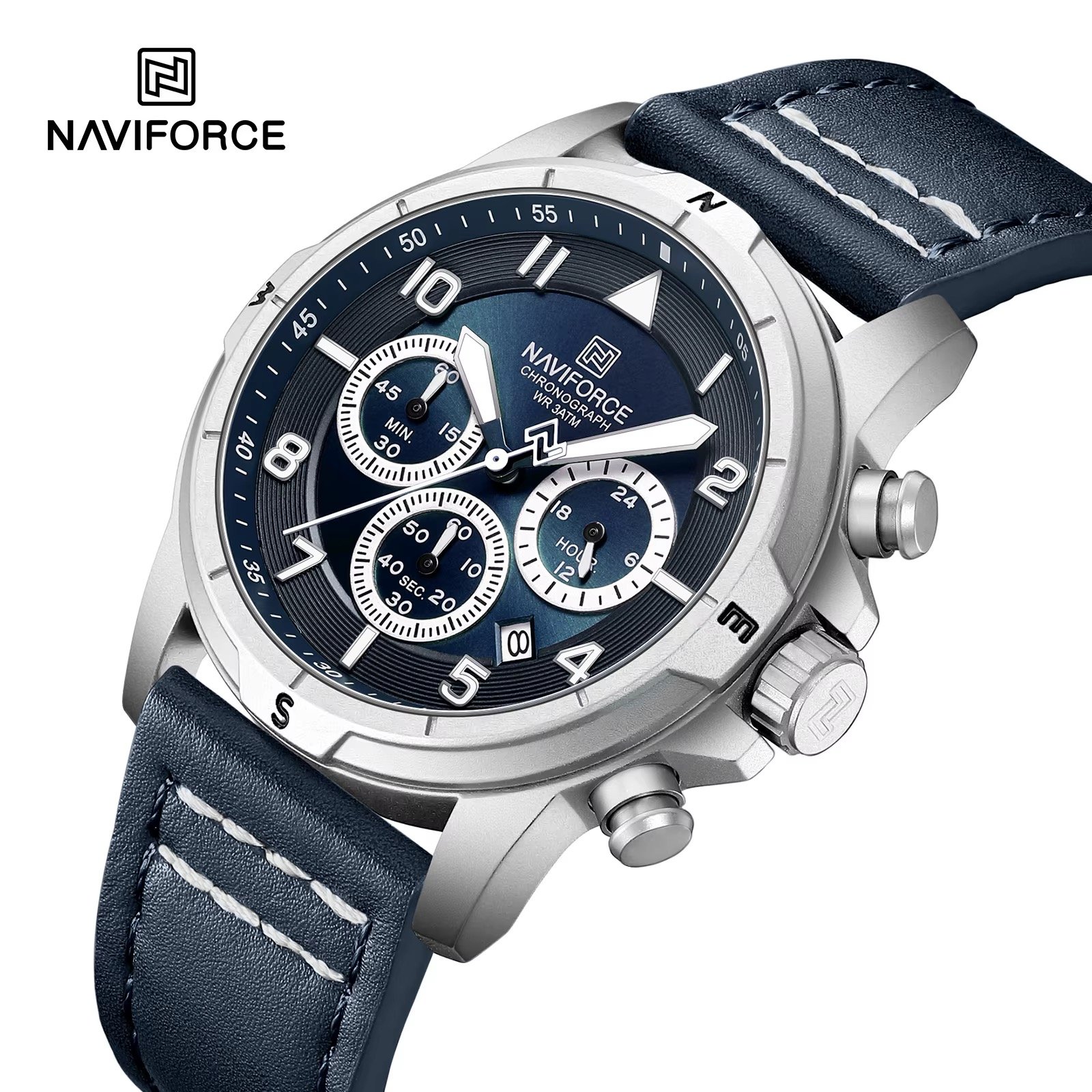 NWN_NF8077_S/W/BE NaviForce NF8077 – Silver/White/Blue