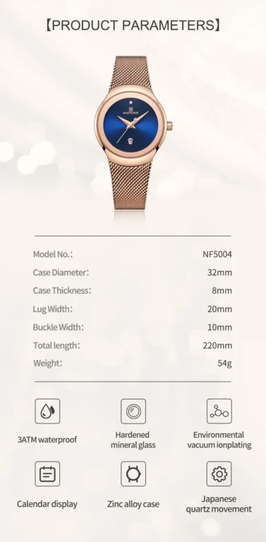 NaviForce Watch NF5004 – RoseGold/Blue 3